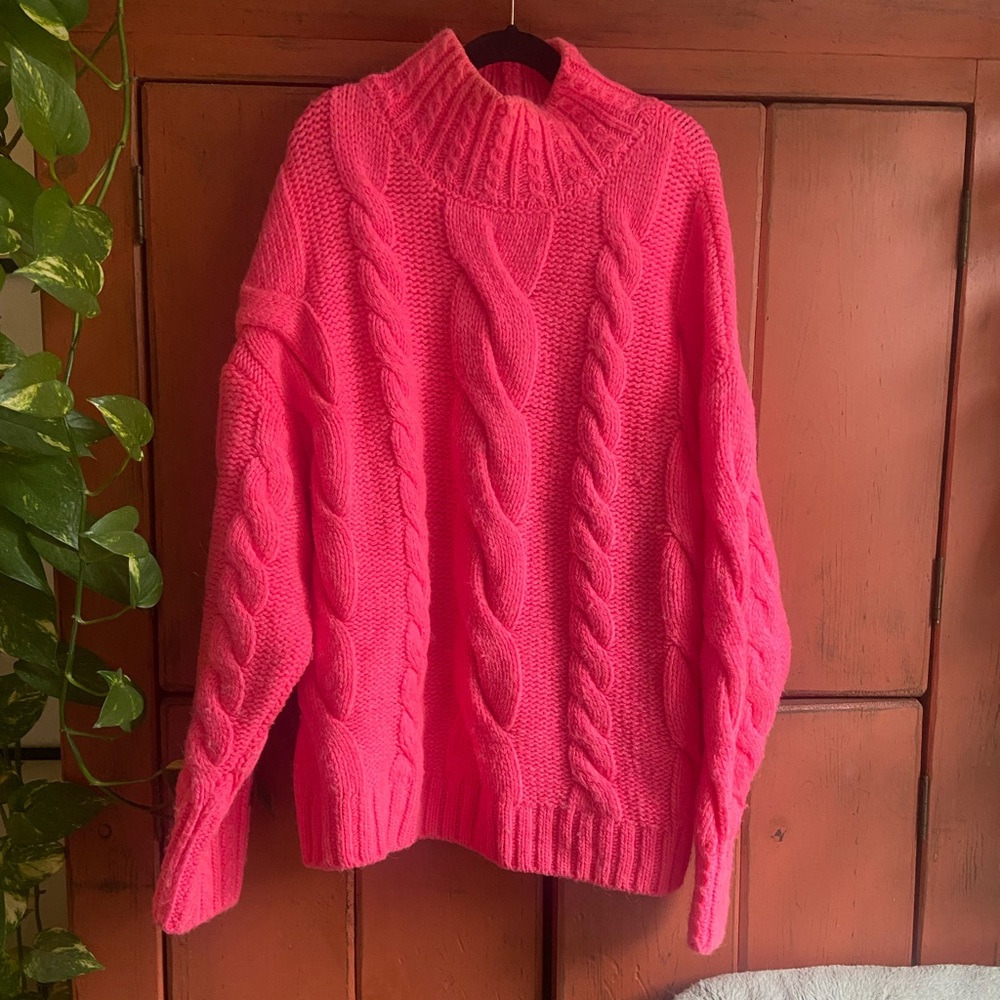 Hot Pink Anthropologie Cable Knit Sweater 💕
